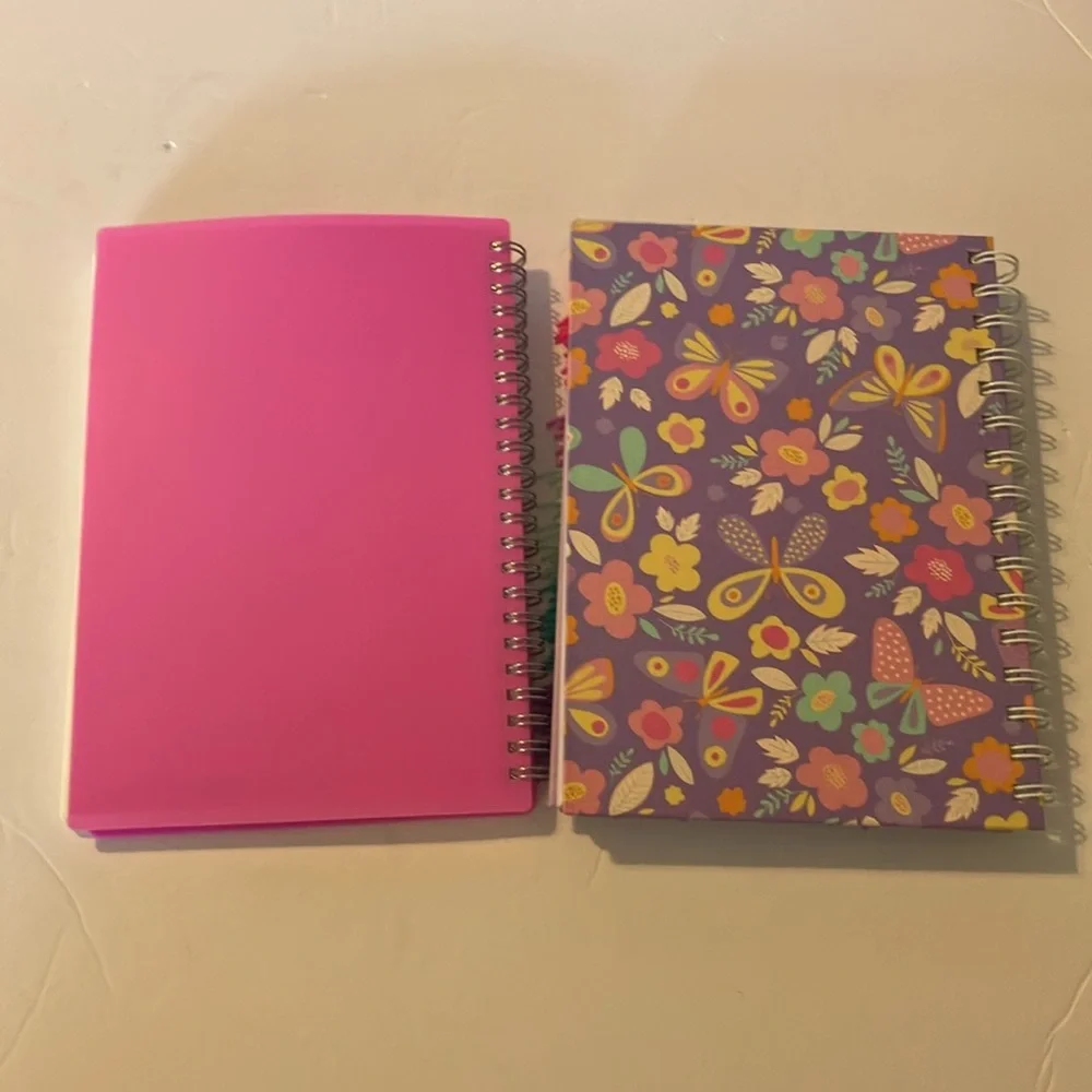 Notebook/Journal Set 1) Pink Heart with Charms 2)Silicone Rubbing Grass‎ 5x8”